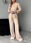 Cotton V Neck Casual Two-Piece Set