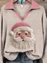 Casual Loose V Neck Santa Claus Sweater