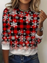 Women's Long Sleeve T-shirt Spring/Fall Red Christmas Printing Jersey Crew Neck Daily Going Out Casual Top