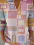 Casual V Neck Loose Abstract Sweater
