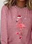 Women's Long Sleeve T-shirt Spring/Fall Pink Christmas Printing Jersey Crew Neck Daily Going Out Casual Top