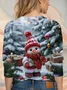 Women's Long Sleeve T-shirt Spring/Fall As Picture Christmas Snowman Printing Jersey Crew Neck Daily Going Out Casual Top