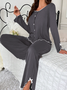 Ruffle Hem Long-Sleeved Trousers Two-Piece Set Comfortable High-End Home Wear Suit Casual And Good For Sleeping