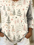 Women's Long Sleeve T-shirt Spring/Fall Apricot Christmas Printing Jersey V Neck Daily Going Out Casual Top