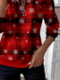 Women's Christmas Print Casual Zip-Up Long Sleeve Sweatshirt