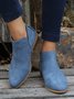 British Style Four Seasons Solid Color Pointed Toe Casual Rear Zipper Low Heel Thick Heel Single Shoes