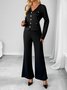 V Neck Casual Cotton Two-Piece Set