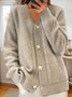 Casual Plain V Neck Cardigan