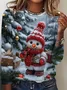 Women's Long Sleeve T-shirt Spring/Fall As Picture Christmas Snowman Printing Jersey Crew Neck Daily Going Out Casual Top