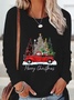 Women's Long Sleeve T-shirt Spring/Fall Black Christmas Printing Jersey Crew Neck Daily Going Out Casual Top