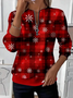 Women's Christmas Print Casual Zip-Up Long Sleeve Sweatshirt