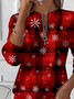 Women's Christmas Print Casual Zip-Up Long Sleeve Sweatshirt