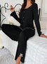 Ruffle Hem Long-Sleeved Trousers Two-Piece Set Comfortable High-End Home Wear Suit Casual And Good For Sleeping