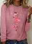Women's Long Sleeve T-shirt Spring/Fall Pink Christmas Printing Jersey Crew Neck Daily Going Out Casual Top