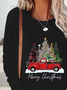 Women's Long Sleeve T-shirt Spring/Fall Black Christmas Printing Jersey Crew Neck Daily Going Out Casual Top