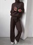 Women's Adjustable Strap Plain Daily Going Out Two-Piece Set Khaki Casual Spring/Fall Top With Pants Matching Set