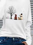 Women's Long Sleeve T-shirt Spring/Fall White Christmas Snowman Printing Jersey Crew Neck Daily Going Out Casual Top