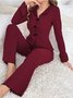 V Neck Wool/Knitting Loose Casual Lounge Set