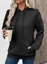 Casual Loose Jacquard Texture Elastic Drawstring Hooded Women's Sweatshirt