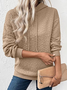Casual Loose Jacquard Texture Elastic Drawstring Hooded Women's Sweatshirt