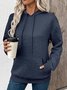 Casual Loose Jacquard Texture Elastic Drawstring Hooded Women's Sweatshirt