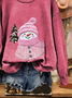 Printing Crew Neck Christmas Snowman Casual Sweatshirt