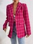 Cotton Geometric Shawl Collar Casual Blazer