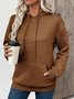 Casual Loose Jacquard Texture Elastic Drawstring Hooded Women's Sweatshirt