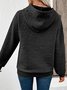 Casual Loose Jacquard Texture Elastic Drawstring Hooded Women's Sweatshirt