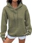 Casual Loose Jacquard Texture Elastic Drawstring Hooded Women's Sweatshirt