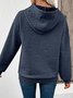 Casual Loose Jacquard Texture Elastic Drawstring Hooded Women's Sweatshirt