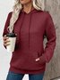 Casual Loose Jacquard Texture Elastic Drawstring Hooded Women's Sweatshirt