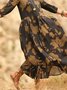 Crew Neck Loose Vintage Dress With No