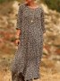Crew Neck Loose Vintage Dress With No