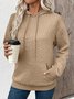 Casual Loose Jacquard Texture Elastic Drawstring Hooded Women's Sweatshirt