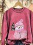 Printing Crew Neck Christmas Snowman Casual Sweatshirt