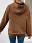 Casual Loose Jacquard Texture Elastic Drawstring Hooded Women's Sweatshirt
