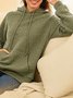 Casual Loose Jacquard Texture Elastic Drawstring Hooded Women's Sweatshirt