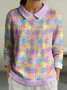 Geometric Regular Fit Shawl Collar Casual Sweater