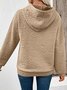 Casual Loose Jacquard Texture Elastic Drawstring Hooded Women's Sweatshirt