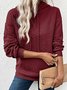 Casual Loose Jacquard Texture Elastic Drawstring Hooded Women's Sweatshirt