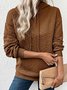 Casual Loose Jacquard Texture Elastic Drawstring Hooded Women's Sweatshirt