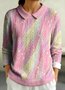 Geometric Regular Fit Shawl Collar Casual Sweater