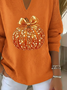 Women's Pumpkin Autumn Print Casual Lapel Sweater
