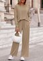 Casual Regular Fit Plain Crew Neck Two-Piece Set