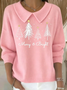Women's Casual Printed Lapel Christmas Tree Sweater