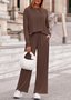 Casual Regular Fit Plain Crew Neck Two-Piece Set