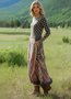 Loose Ethnic Vintage Crew Neck Dress With No