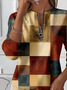 Women's Abstract Print Casual Zipper Long Sleeve Sweatshirt