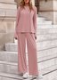 Casual Regular Fit Plain Crew Neck Two-Piece Set